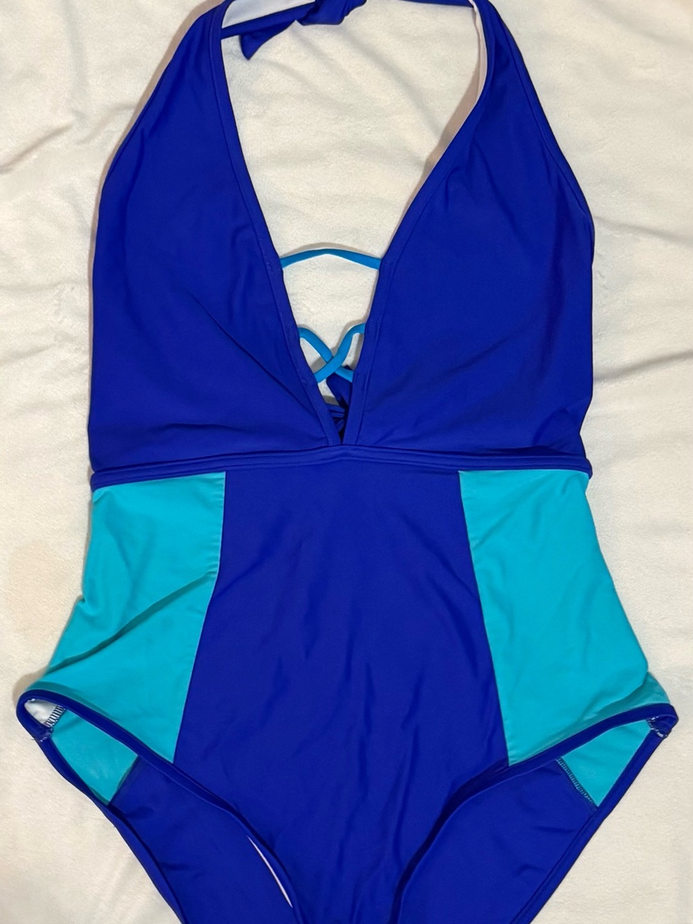 VENUS Royal Blue and Aqua Halter One-Piece Swimsuit